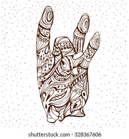 Shunya Mudra. Mudra of Emptiness. Vector yoga gesture hands