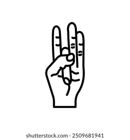 Icono de contorno de Shunya Mudra, Ilustración vectorial