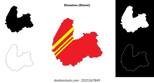 Conjunto de mapa de contorno en blanco de Shuozhou