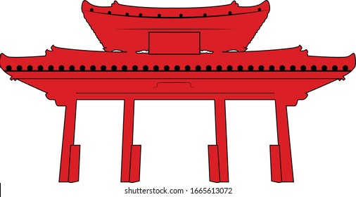 Shuri Gate historical design vector art  chinese tourism shuri gate