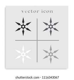 Shuriken flat black and white vector icon.