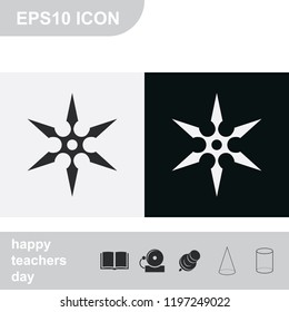 Shuriken flat black and white vector icon.