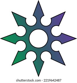 Shuriken gradient. Ninja throwing weapon. Multi-colored shuriken for a fight