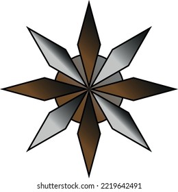 Shuriken gradient. Ninja throwing weapon. Multi-colored shuriken for a fight