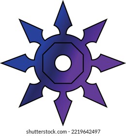 Shuriken gradient. Ninja throwing weapon. Multi-colored shuriken for a fight