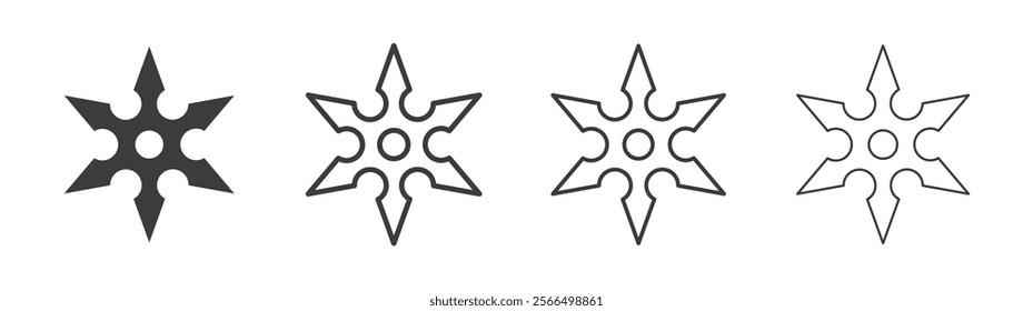 Shuriken icon flat and linear vector illustration on white background.