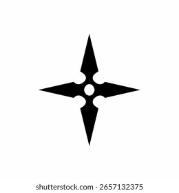 Shuriken-Symbol in flacher Vektorgrafik, Silhouette-Stil, Isolierung auf weißem Hintergrund