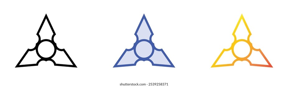 Shuriken-Symbol. Lineares, blaues Füllungs- und Farbverlauf-Design einzeln auf weißem Hintergrund