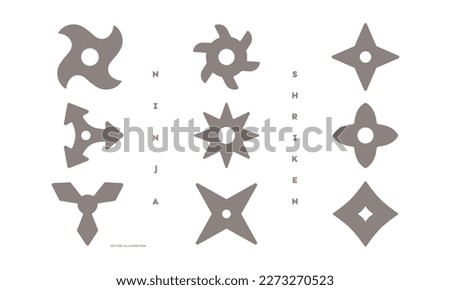 Shuriken icon set ninja vector illustration