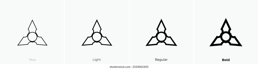 Shuriken-Symbol. Dünnes, helles Design im regulären und kühlen Stil, einzeln auf weißem Hintergrund