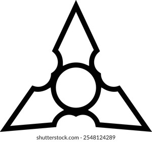 Shuriken-Symbol. Dünnes lineares Design einzeln auf weißem Hintergrund