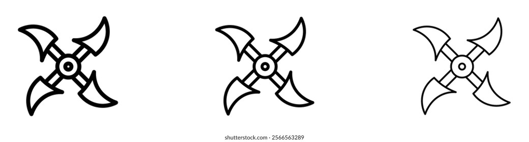 Shuriken icon in tree different line stroke sizes.