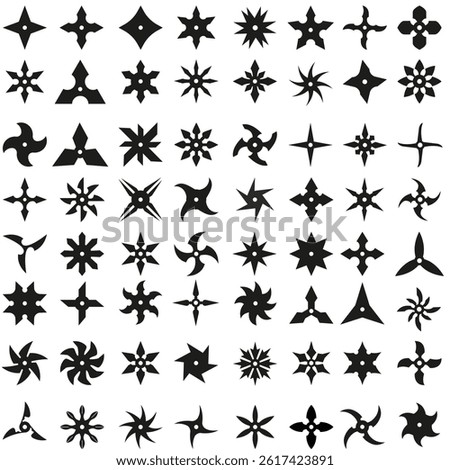 Shuriken icon vector set. Ninja illustration sign collection. Throwing stars symbol or logo.