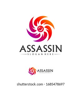 Plantilla de vectores de diseño de logotipo Shuriken, concepto de logotipo Assassin, símbolo de icono