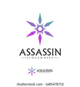 Shuriken Logo Design Vektorillustration Vorlage, Assassin Logo-Konzept, Symbolsymbol