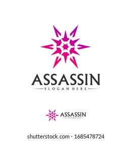 Shuriken Logo Design Vector Template, Assassin logo concept, Icon symbol