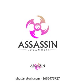 Plantilla de vectores de diseño de logotipo Shuriken, concepto de logotipo Assassin, símbolo de icono