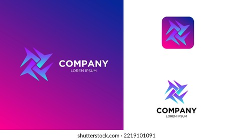 Shuriken Logo Design Vector Plantilla de plantilla Estrella Forma de gradiente