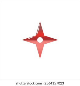 Shuriken logo in metallic red and white background