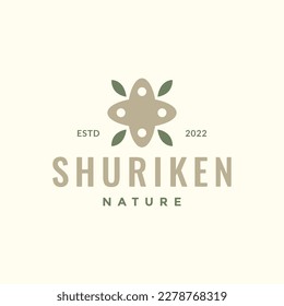 shuriken ninja japanese leaves nature hipster logo design vector