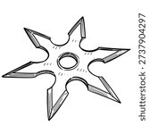 shuriken ninja star vector line art hand drawn illustration