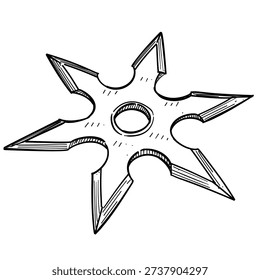 shuriken ninja star vector line art hand drawn illustration