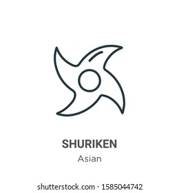 Shuriken outline vector icon. Thin line black shuriken icon, flat vector simple element illustration from editable asian concept isolated on white background