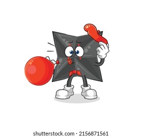 the shuriken pantomime blowing balloon. cartoon mascot vector