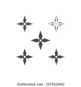 Icono Shuriken Set en estilo plano.Ilustración vectorial.