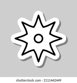 Shuriken simple icon. Flat desing. Sticker with shadow on gray background.ai