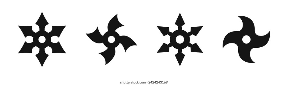 Shuriken vector icons. Ninja stars.