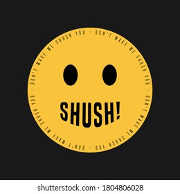 shush! emoji t shirt graphic design.