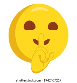 Shushing Face Emoji Icon Illustration. Quiet Finger Covering Closed Lips Vector Symbol Emoticon Design Doodle Vector.