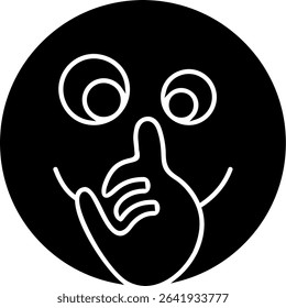 Shushing Face Glyph Vector Icon Design