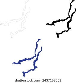 Shuswap Lake. British Columbia. Canada Map Shape. flat style.
