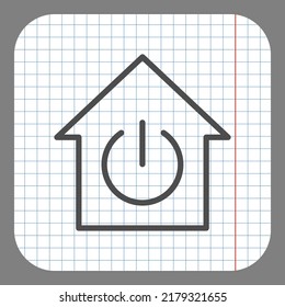Shut down, house simple icon vector. Flat design. On graph paper. Grey background.ai