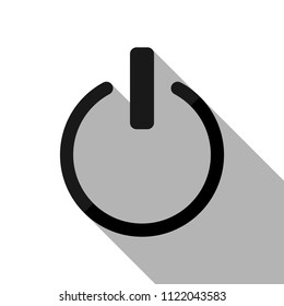 shut down, power. Black object with long shadow on white background