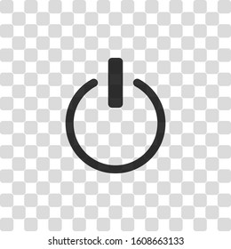 shut down, power. Black symbol on transparency grid