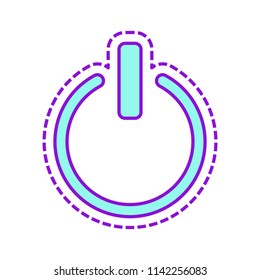 shut down, power. Colored sketch with dotted border on white background