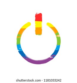 shut down, power. Drawing sign with LGBT style, seven colors of rainbow (red, orange, yellow, green, blue, indigo, violet