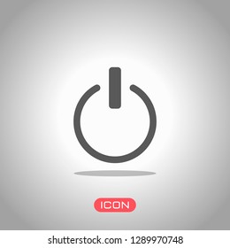 shut down, power. Icon under spotlight. Gray background