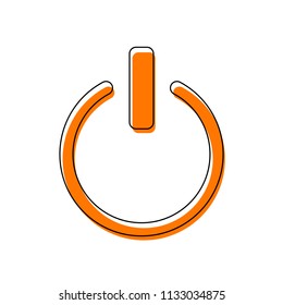 shut down, power. Isolated icon consisting of black thin contour and orange moved filling on different layers. White background