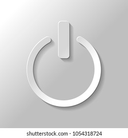 shut down, power. Paper style with shadow on gray background