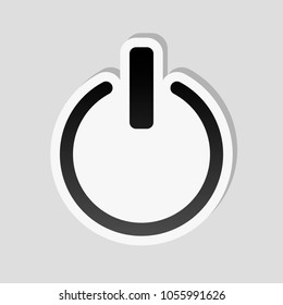 shut down, power. Sticker style with white border and simple shadow on gray background