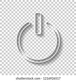 shut down, power. White outline sign with shadow on transparent background