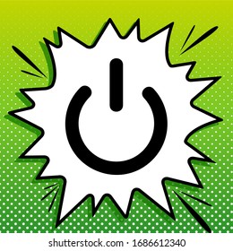 Cierre el signo. Icono negro sobre la parte blanca Splash en fondo verde con puntos blancos.  Ilustración.