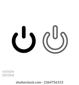 Shut down sign, power button, circle, close, computer line icon. Start electrical switch. On off symbol outline pictogram. Editable stroke Vector illustration. Design on white background EPS 10