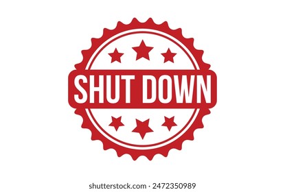 Shut Down Stamp. Red Shut Down Rubber grunge Stamp