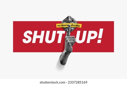 shut up slogan with shhh gesture man silence secret,vector illustration for t-shirt.