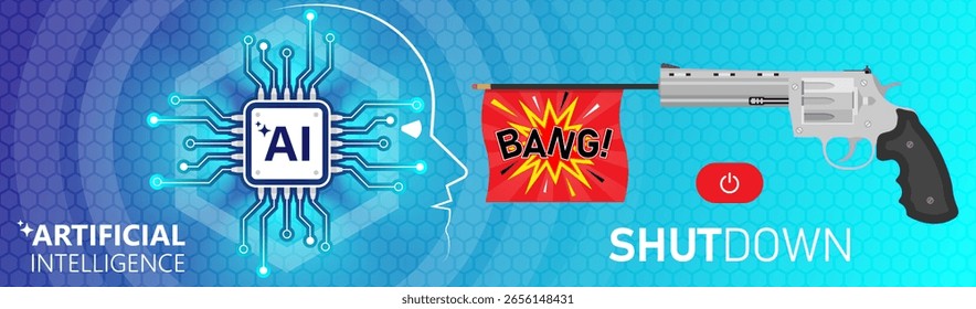 Shutdown Ai Gun Shoot Ai vector illustration